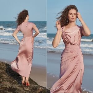 Twist Front Crepe de Chine Silk Isla Maxi Dress